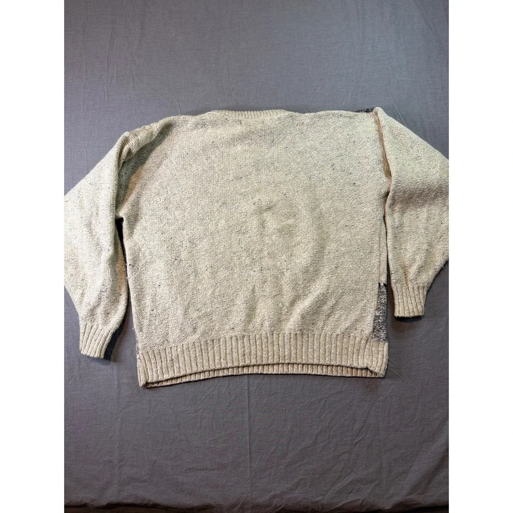 Britches Patchwork Knit Sweater Crew Neck Long Sleeve Casual Pullover Wool USA